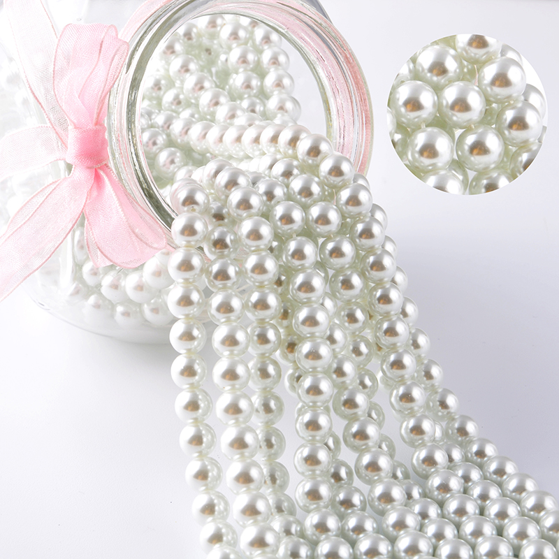 white glass peal beads 